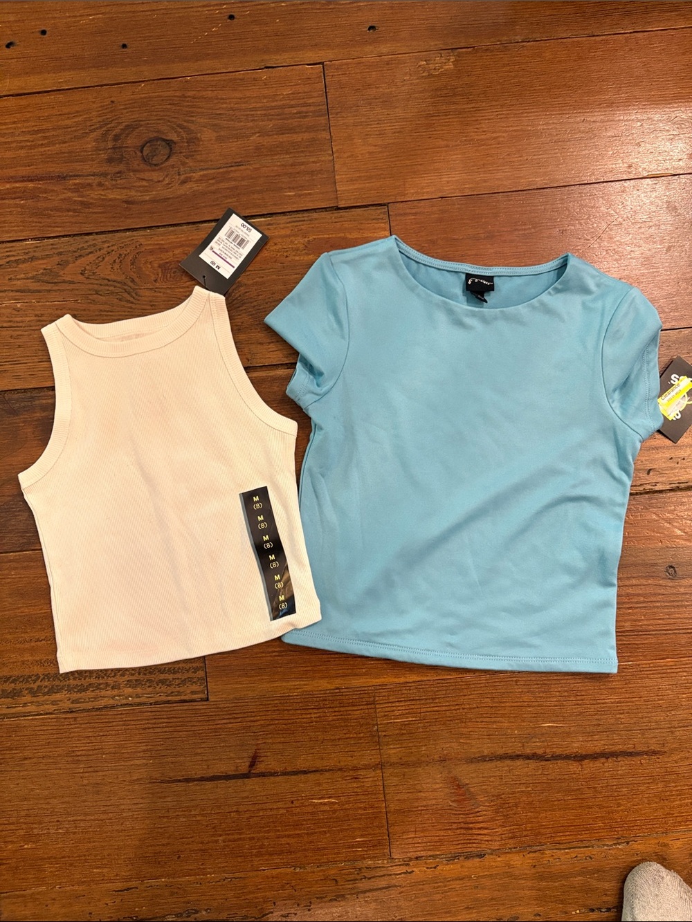 art class Light Blue Tee & Cream Tank Top Set